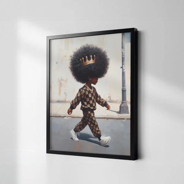 Black Boy Wall Art - "Young Afro King" - Ebonic Embrace